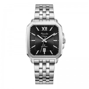 Alexandre Christie AC 8704 Silver Black Man MDBSSBA